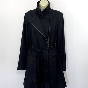 Tahari Coat Trench Midnight Blue Sz 4 NWOT